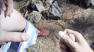 Trekking with my buddy and jerk off