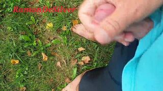 Master Ramon runs jerking off barefoot in his hot cycling shorts through nature and cums all over - 5 image