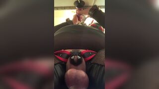 Bound chastity pup gets turned on practicing his oral training.