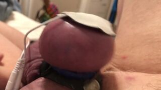 Cock and balls bound tight for HFO estim edging. Plenty of precum pushed out of my balls until I cum. - 14 image