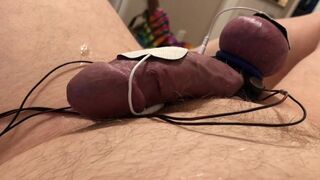 Cock and balls bound tight for HFO estim edging. Plenty of precum pushed out of my balls until I cum. - 15 image