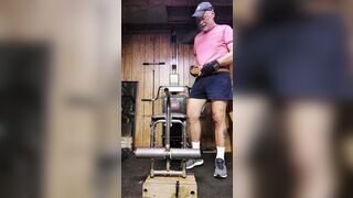 Dad doing late night workout before bed - 1 image