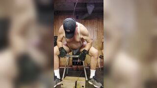 Dad doing late night workout before bed