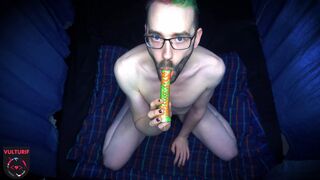 Vulturif deep throats a small Dildo and spanks himself for the bad performance - 1 image