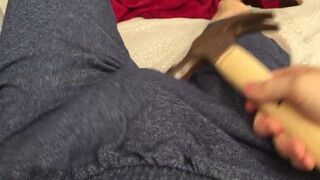 POV - Hitting my dick and balls with a hammer and then cumming - 3 image