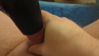 ED Tiny Innie cock grows and cums with ring and toy