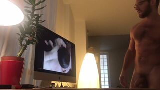Hot daddy alone watching porn