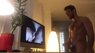 Hot daddy alone watching porn