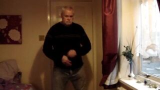 Mature man strips and jerks off.