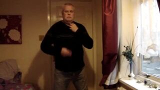 Mature man strips and jerks off.