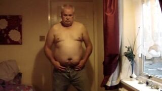 Mature man strips and jerks off.