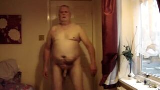 Mature man strips and jerks off.