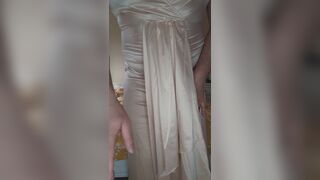 Wife's gold satin evening dress