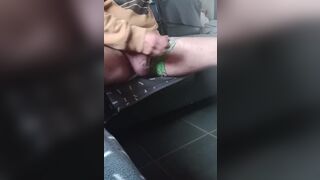 Verbal handjob with huge cumshot