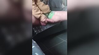 Verbal handjob with huge cumshot