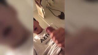 cute asian show his dick and cum - 1 image