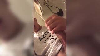 cute asian show his dick and cum