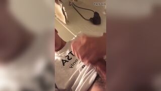 cute asian show his dick and cum