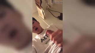 cute asian show his dick and cum - 4 image