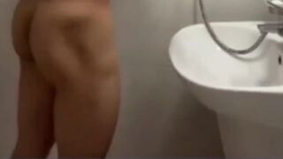 jerking off my big dick while taking a shower - 1 image