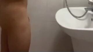 jerking off my big dick while taking a shower - 5 image