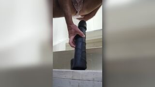 CD Trans in Pink Panties Rides Dildo - 5 image