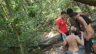 Males taking turns fucking each other in the bush - 5 image