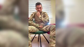 HOT MILITARY JERKING OFF HIS COCK WITH POCKET PUSSY CUMING LIKE CRAZY - 1 image