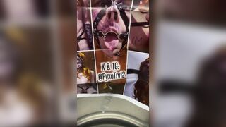 display in the public bathroom in the highway rest area