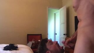 Aggressive neighbor uses cumslut's mouth and throat