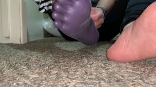 Sweaty Purple Latex Toe socks