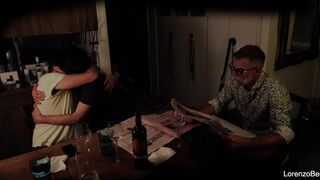 Kinky young couple Leandro Bellmer & Lorenzo Bernini get wild with grandpa's big cock in front of him