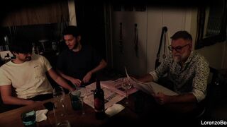 Kinky young couple Leandro Bellmer & Lorenzo Bernini get wild with grandpa's big cock in front of him