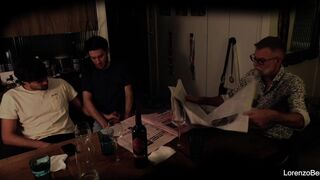 Kinky young couple Leandro Bellmer & Lorenzo Bernini get wild with grandpa's big cock in front of him