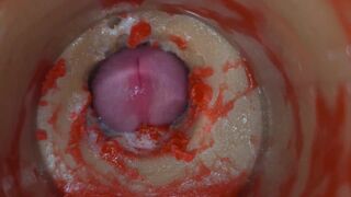 Lady Bottox records her man's cumshot as she pleasures herself with a sex toy