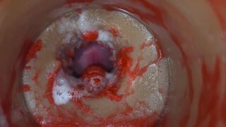 Lady Bottox records her man's cumshot as she pleasures herself with a sex toy