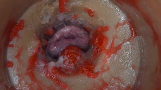 Lady Bottox records her man's cumshot as she pleasures herself with a sex toy