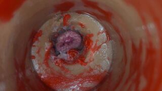 Lady Bottox records her man's cumshot as she pleasures herself with a sex toy