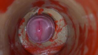 Lady Bottox records her man's cumshot as she pleasures herself with a sex toy