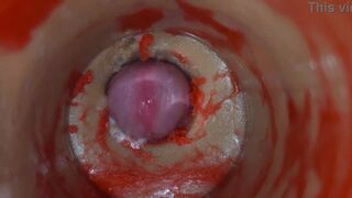 Lady Bottox records her man's cumshot as she pleasures herself with a sex toy