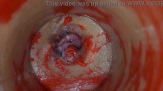 Lady Bottox records her man's cumshot as she pleasures herself with a sex toy