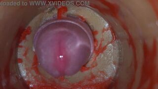 Lady Bottox records her man's cumshot as she pleasures herself with a sex toy