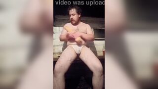 Russian chubby dude spreads legs for intense anal pounding