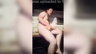 Russian chubby dude spreads legs for intense anal pounding