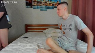 Alex Cute & Evgeny Twink beg for a hard, uncut dick to play with and swallow every last drop