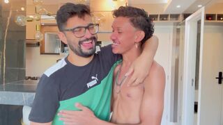 Watch Heverton 25 Cm's uncut cock take a rough deep throat from Marcos Goiano's slim body and get filled with his hot j