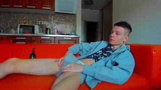 Watch Evgeny Twink's skinny body take on school uniform & get a huge morning wood