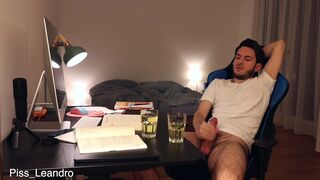 Leandro Bellmer's Muscular Body Takes a Hard Pounding & a Golden Shower in a Glass