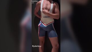 Ryderboy gets caught jerking off in the locker room, gets his tight ass drilled by a big cock