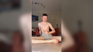 Watch Evgeny Twink's skinny body take on a huge uncut cock up close and personal